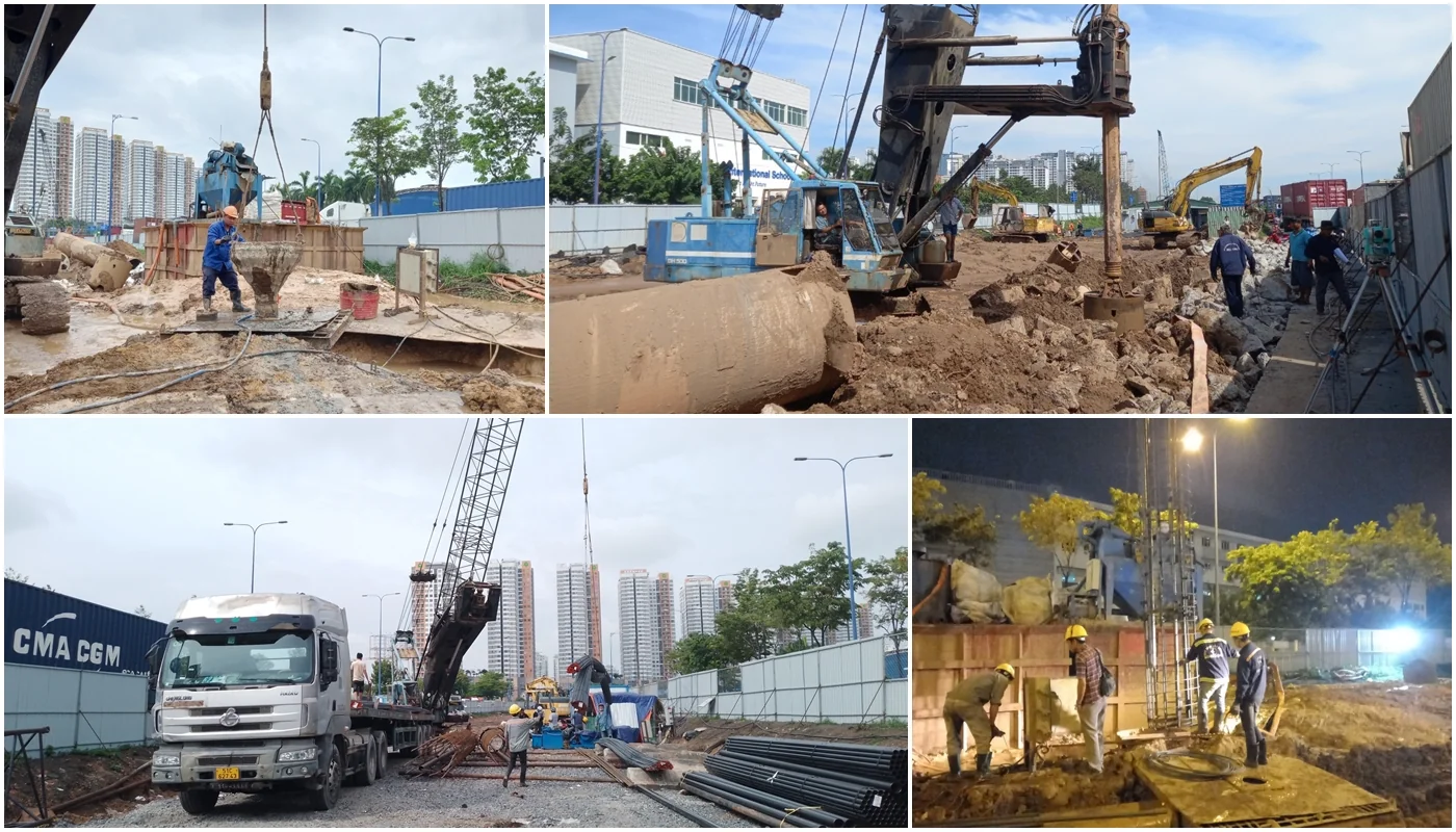 Thi công nền móng tại công trường